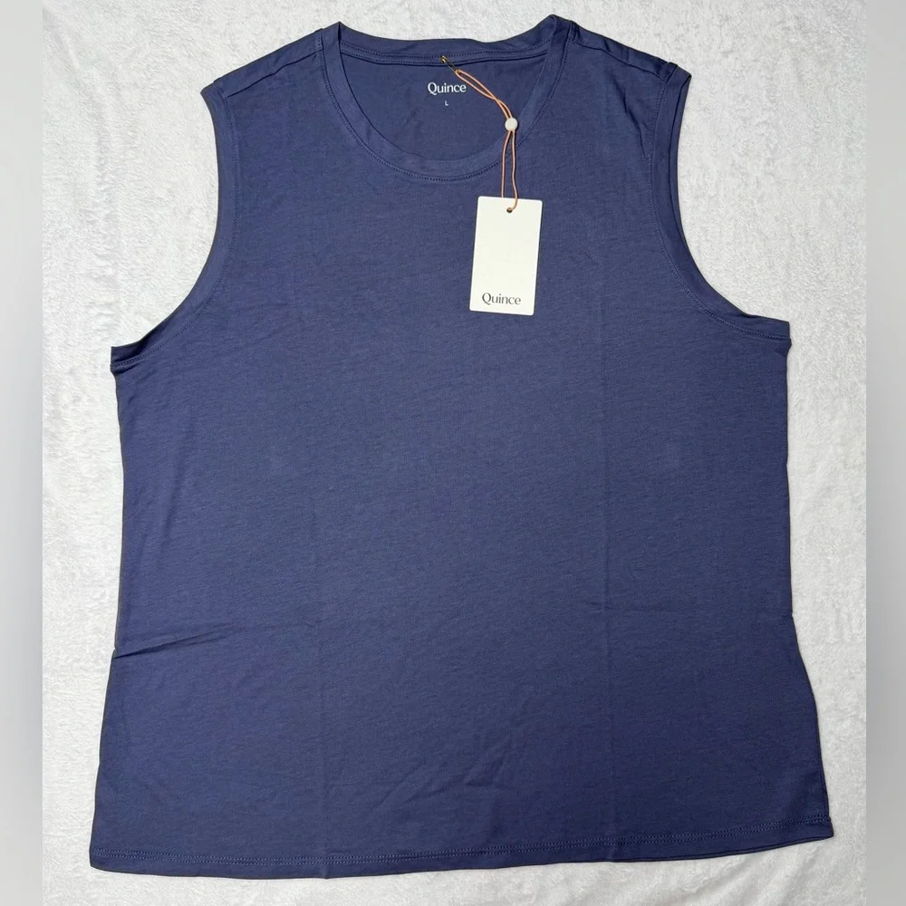 NWT Quince Cotton Modal Muscle Tank| Storm Blue - Picture 2 of 8